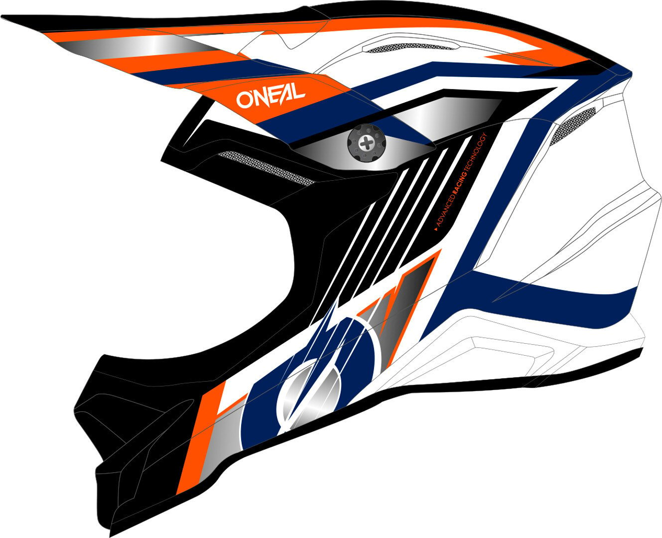 Oneal 3Series Vision Motocross Helmet, White/Black/Yellow-Red