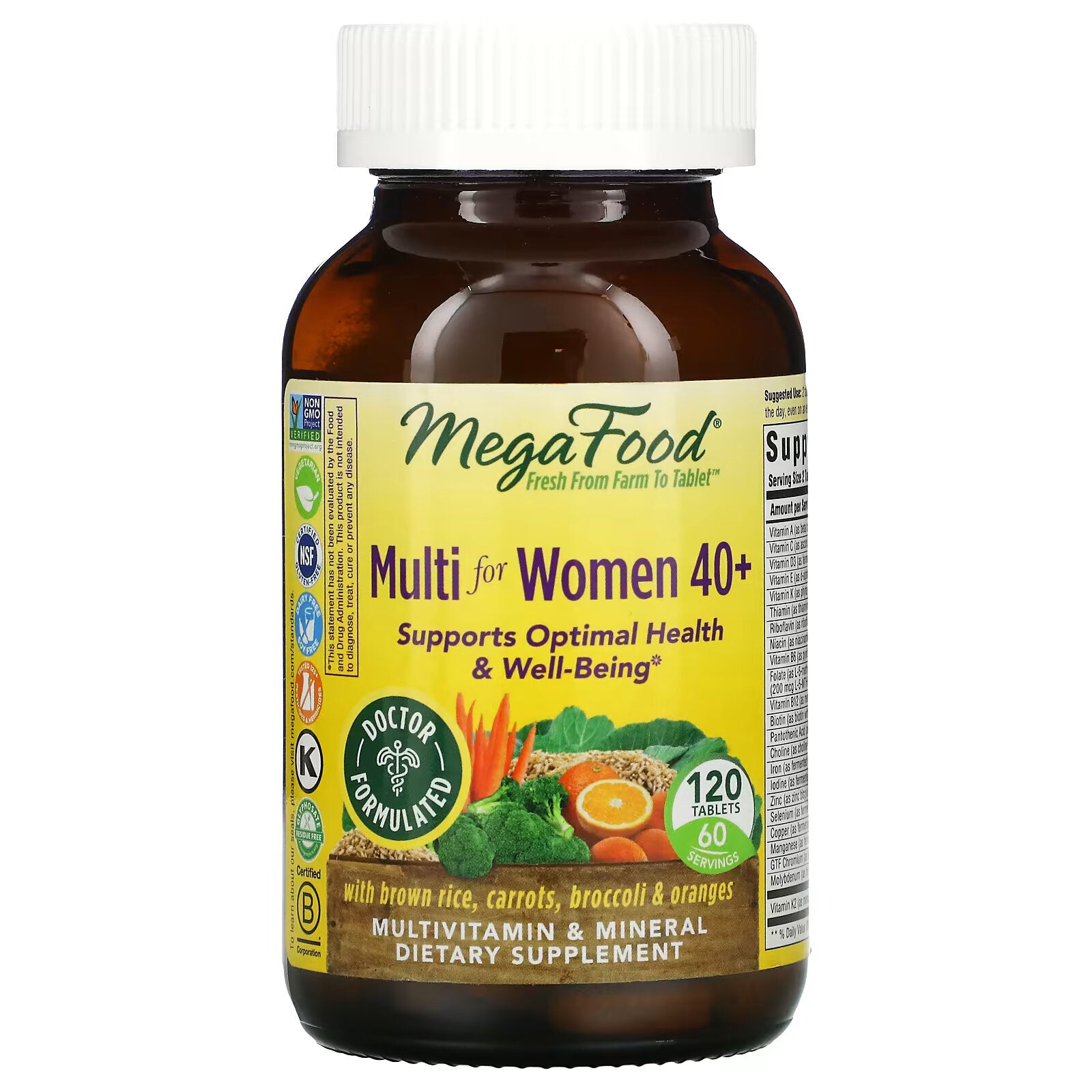 Mega  Food , Multi for Women 40+ complex of vitamins and microelements for women over 40 years old, 120 tablets