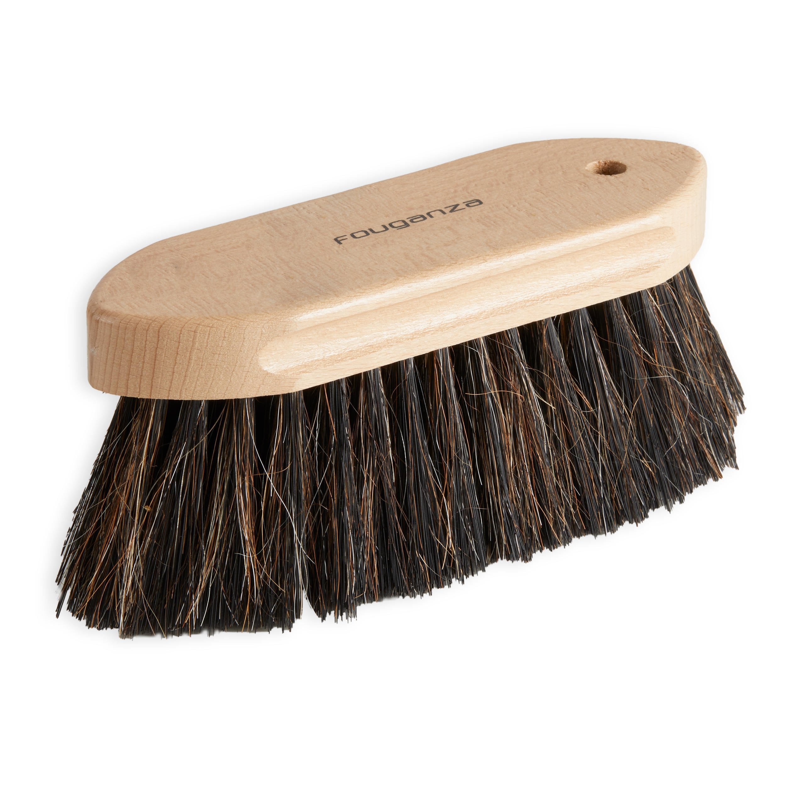 Fouganza soft brush for cleaning horses, beige / black