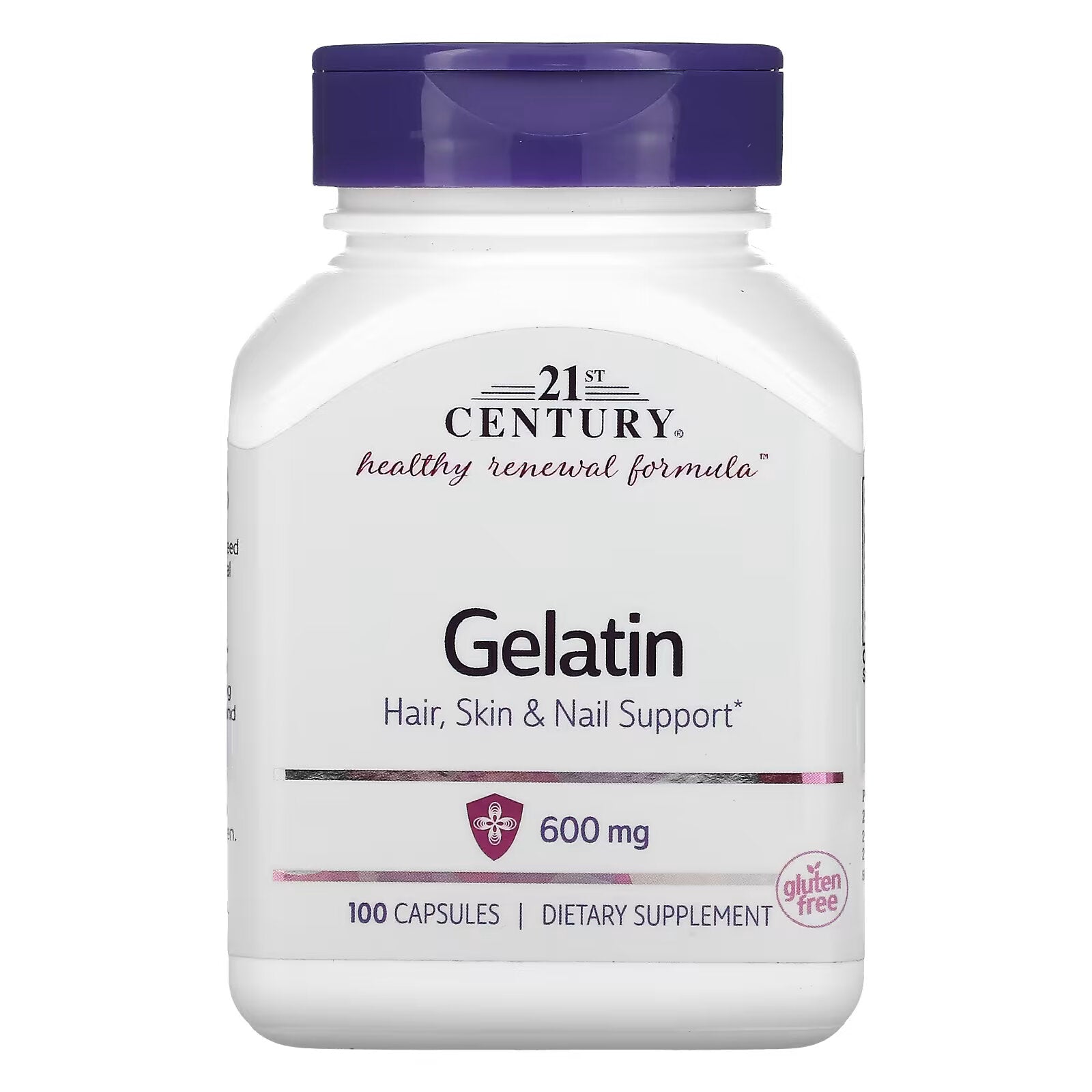 21st Century, gelatin, 600 mg, 100 capsules