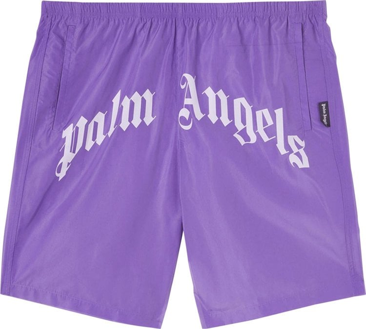 Palm Angels Curved Logo Swim Short 'Violet/White', purple