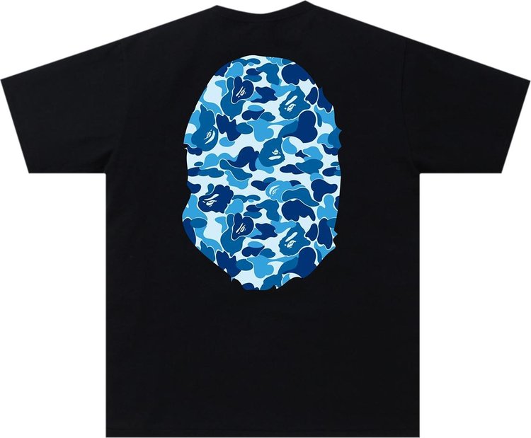 تي شيرت BAPE ABC Camo Big Ape Head باللون الأسود/الأزرق، أسود