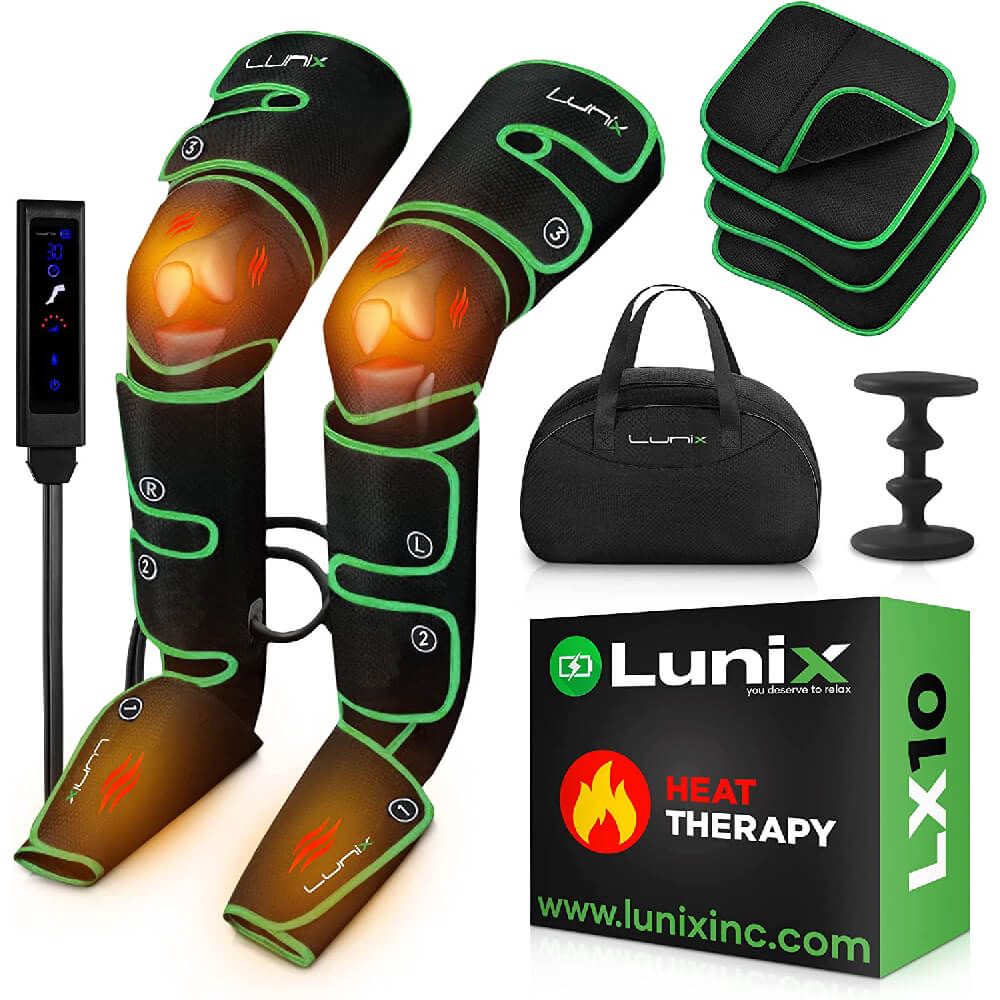 جهاز تدليك ضغط الهواء للساقين Lunix LX10، أسود/أخضر