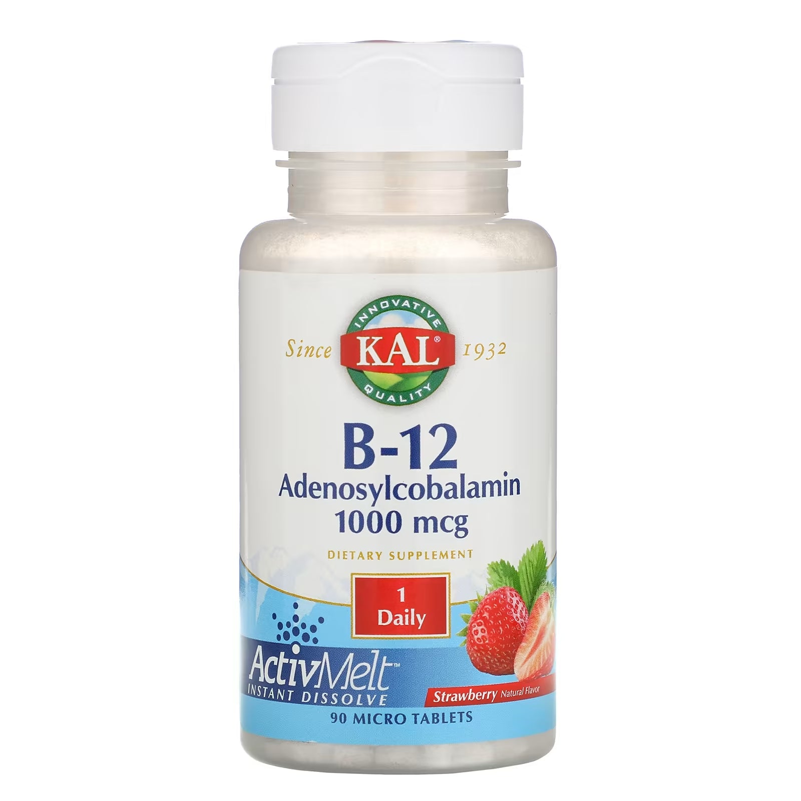 KAL Adenosylcobalamin B12 strawberry 1000 mcg, 90 microtablets