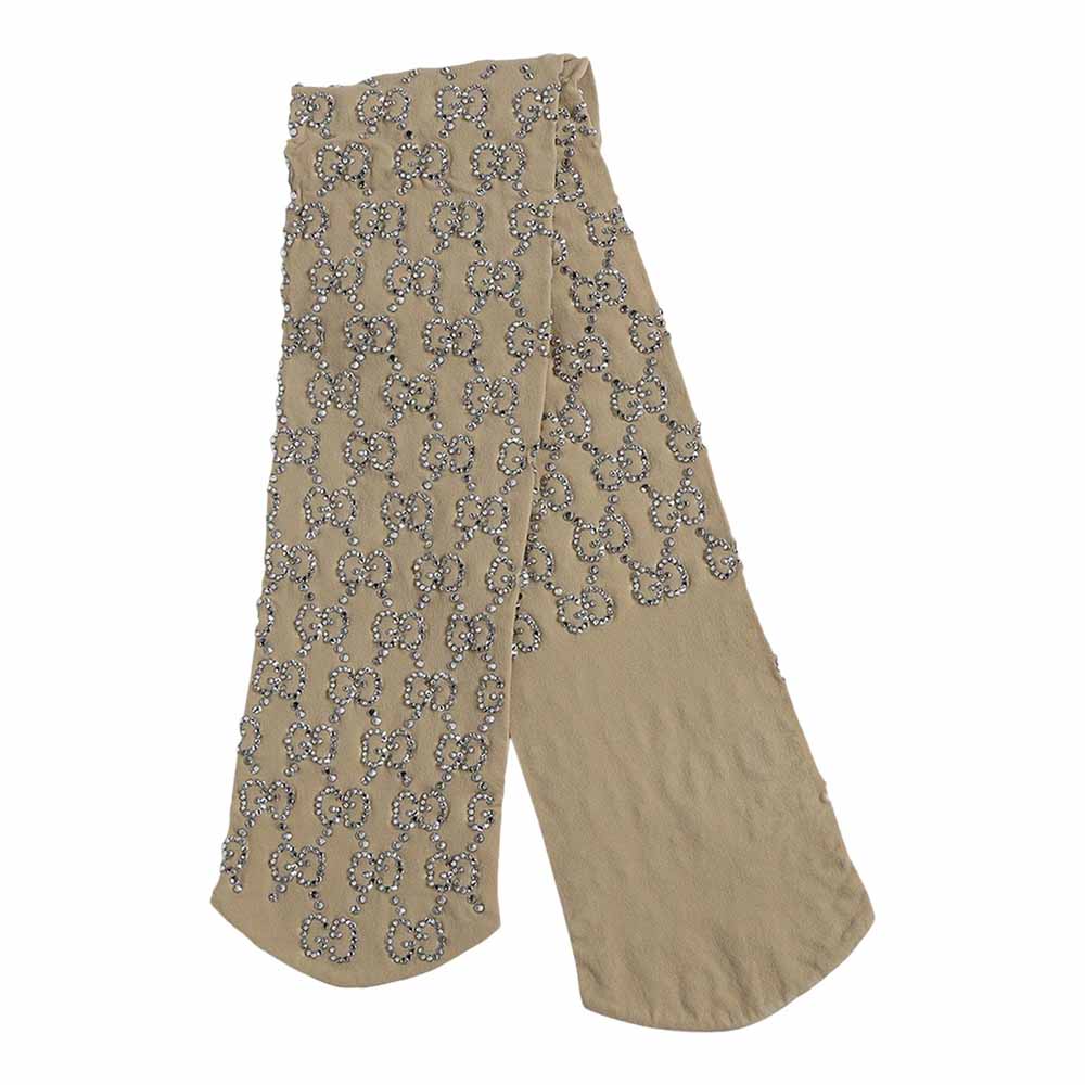 Gucci GG Embroidered Crystal socks, beige