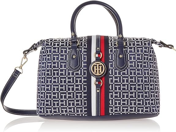 Women's Tommy Hilfiger Jaden Satchel Crossbody Bag, White/Navy