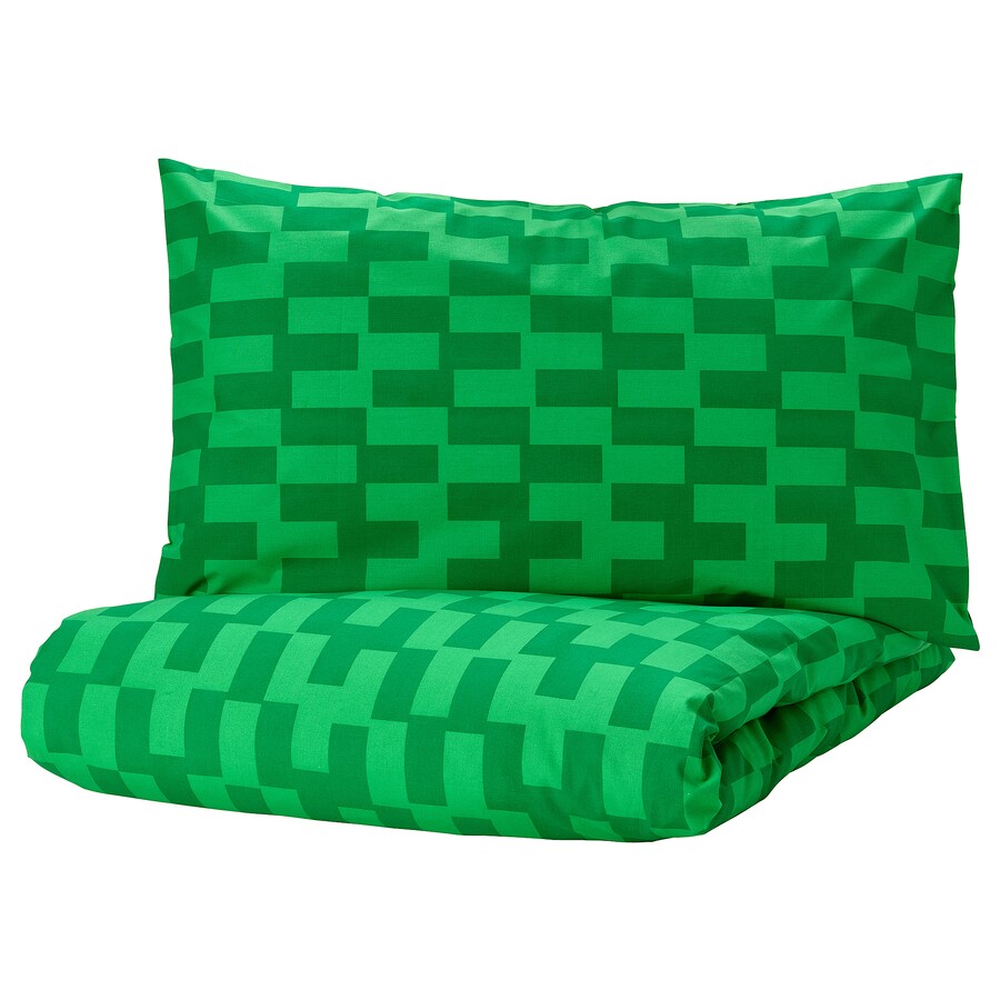 Duvet cover and pillowcase set Ikea Blaskata, 2 pieces, green, 150x200/50x80 cm