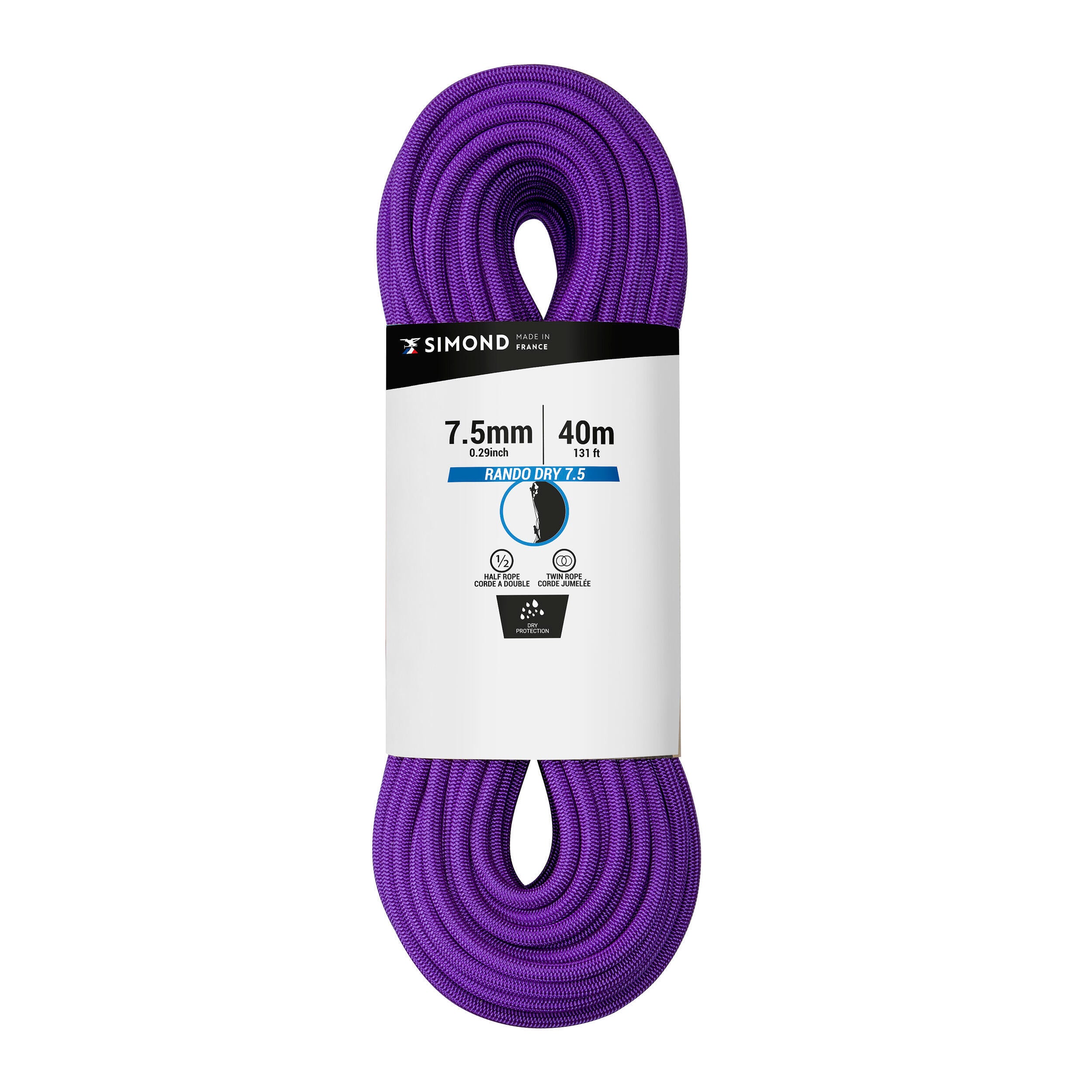 Touring half-rope Simond Rando Dry, purple