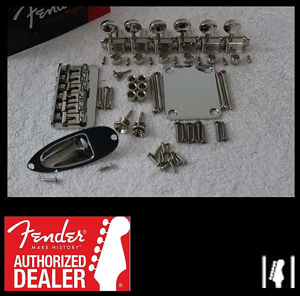 New Fender Hardtail Chrome Stratocaster Set with Tuners - Strat 006-0068-000 006-0068-000 Standard Stratocaster 6-Saddle Hardtail Bridge Assembly