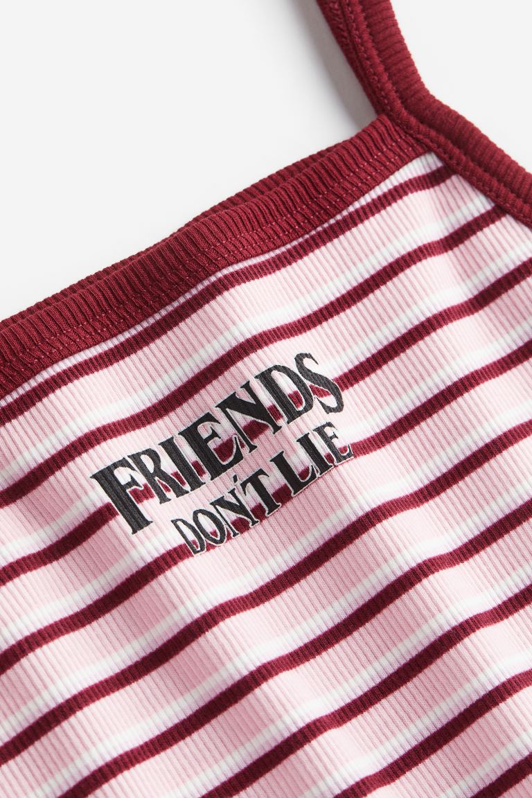 H&M Stranger Things Printed Camisole Top, light pink/burgundy