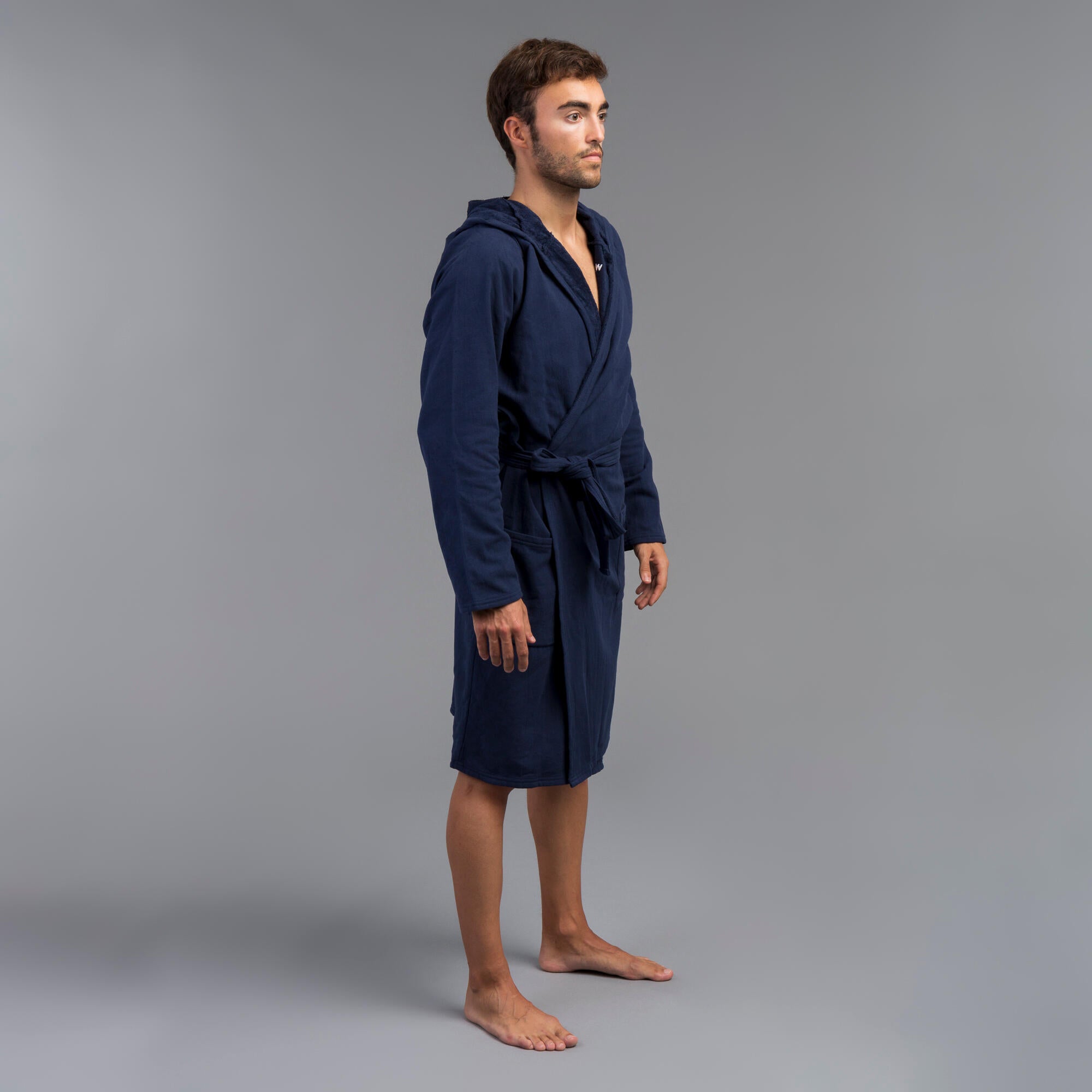 Men's organic cotton robe - dark blue WATKO, dark blue