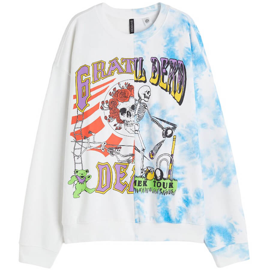 سويت شيرت Grateful Dead من H&amp;M باللون الأبيض