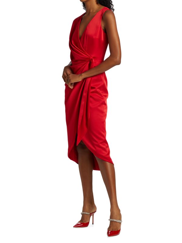 satin cocktail dress candace THEIA Red