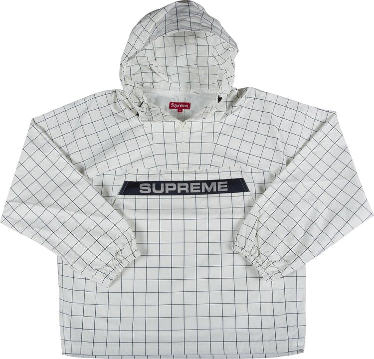 سترة أنوراك من النايلون الثقيل من Supreme Heavy Nylon 'Windowpane'، باللون الأبيض