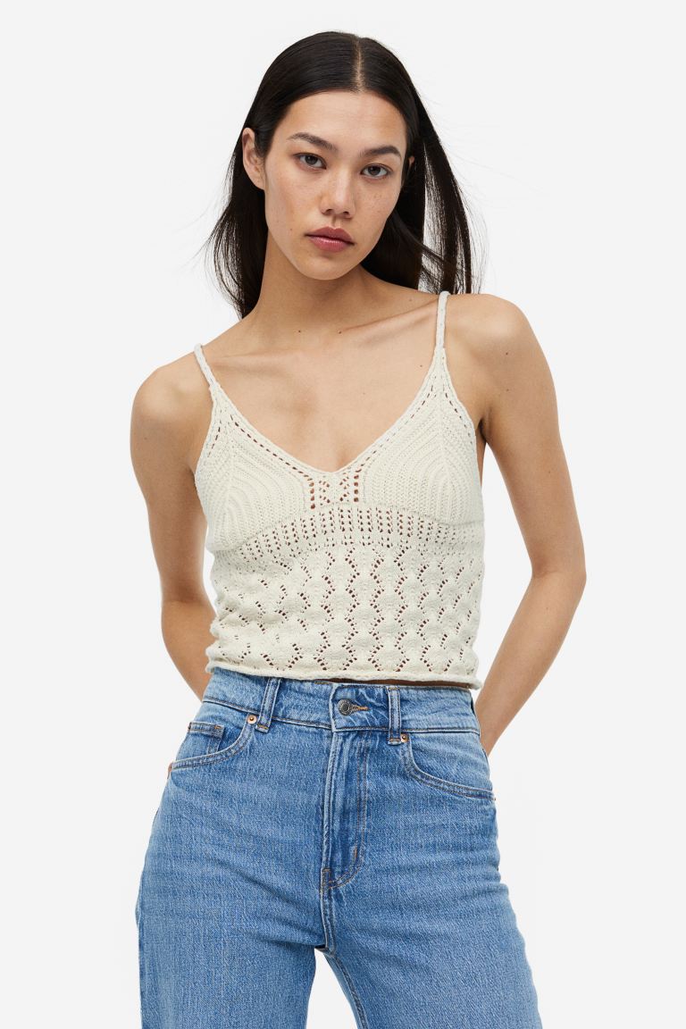 H&M crochet top, cream