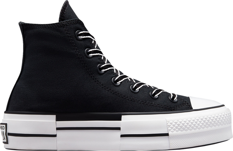 حذاء رياضي Converse Chuck Taylor All Star Lift Platform High Outline للنساء - أسود وأبيض