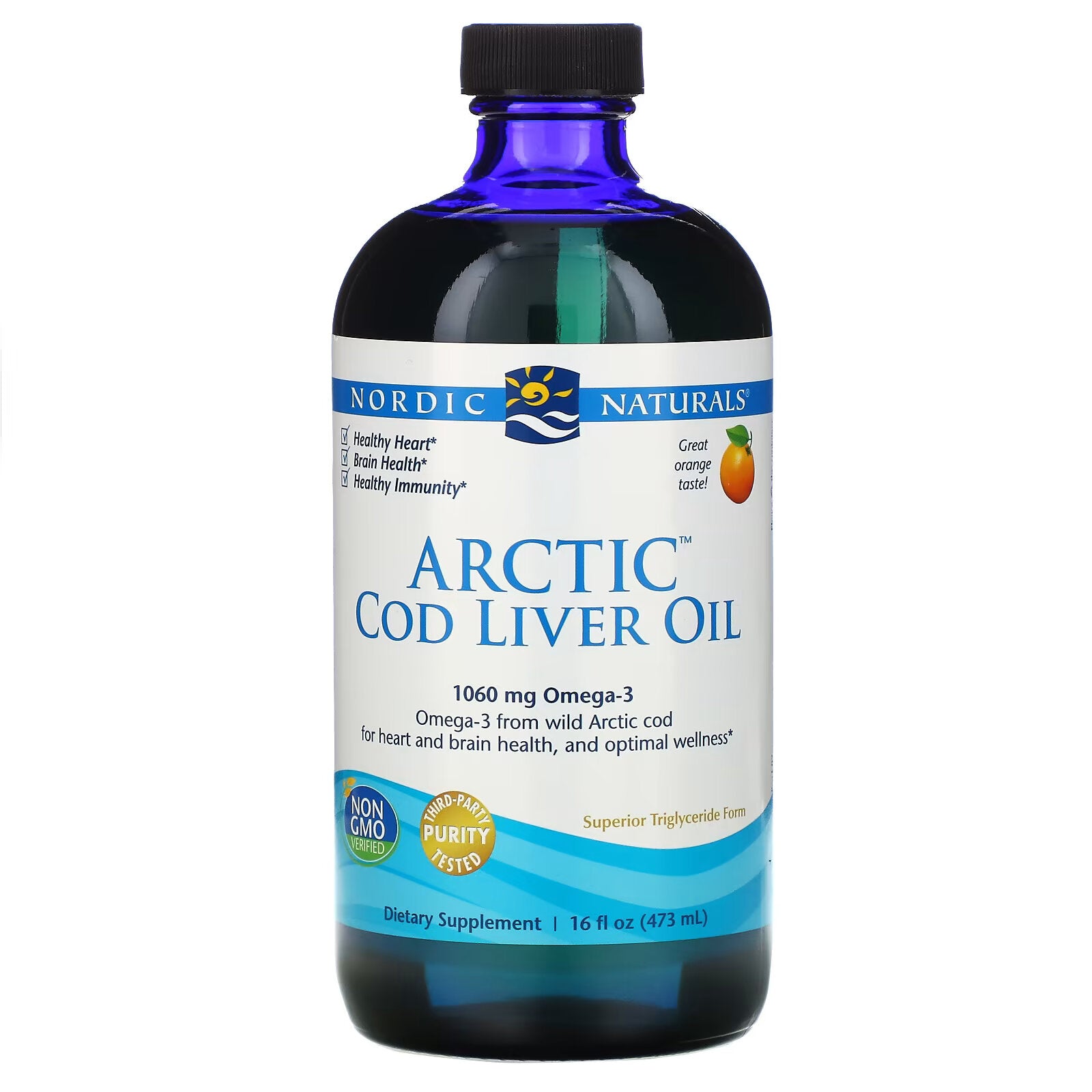 Nordic Naturals, Arctic Cod Liver Oil, Orange Flavored, 16 fl oz (473 ml)