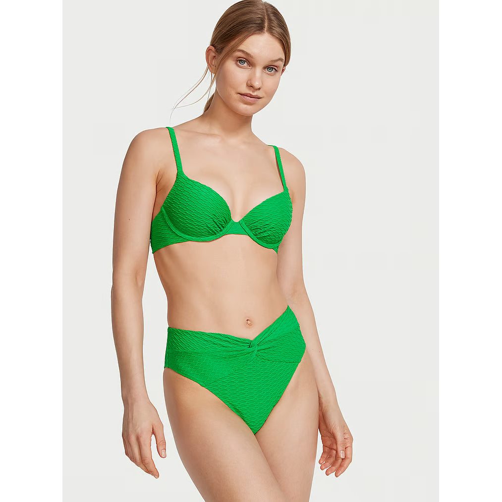 Victoria's Secret Swim Mix & Match High-Waist Twist Cheeky Fishnet Bikini Bottom, Green