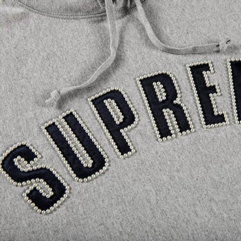 Supreme Pearl Logo Hooded, Gray