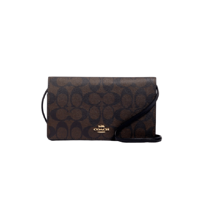 Coach Outlet Anna Foldover Clutch Crossbody, gold/brown/black