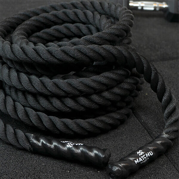 Battle rope - 9 meters - training rope - fitness rope - power rope MATCHU SPORTS ,  black