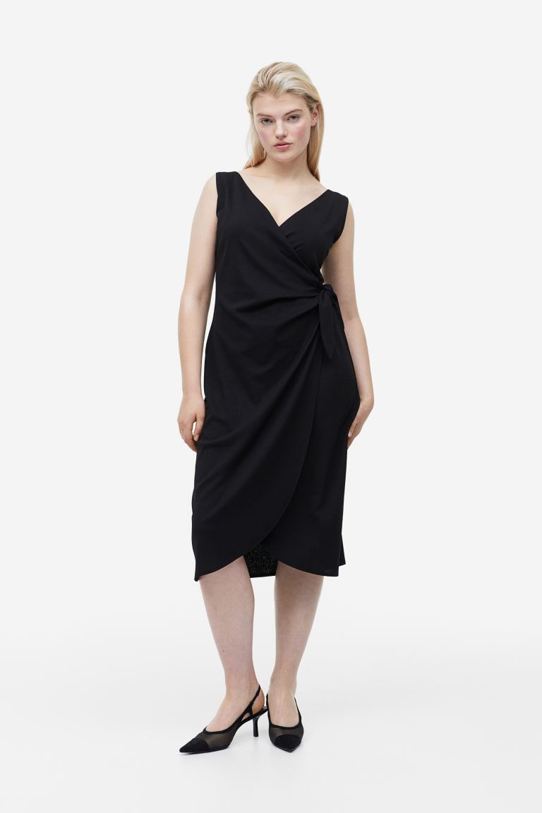 H&M V-neck wrap dress, black