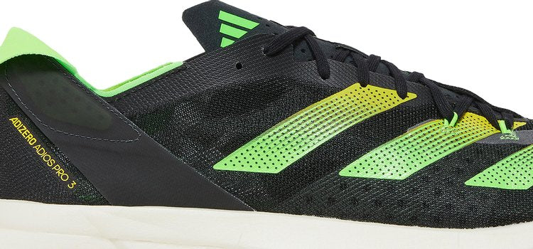 Adidas Adizero Adios Pro 3 'Core Black Solar Green' sneakers, black