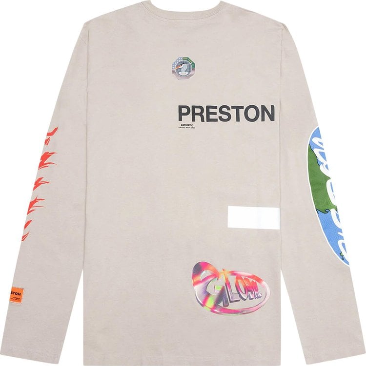 تي شيرت Heron Preston Global Collage بأكمام طويلة "رمادي/أزرق"، رمادي