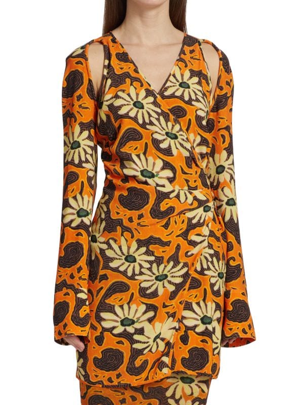 Nanushka ira wrap dress, orange