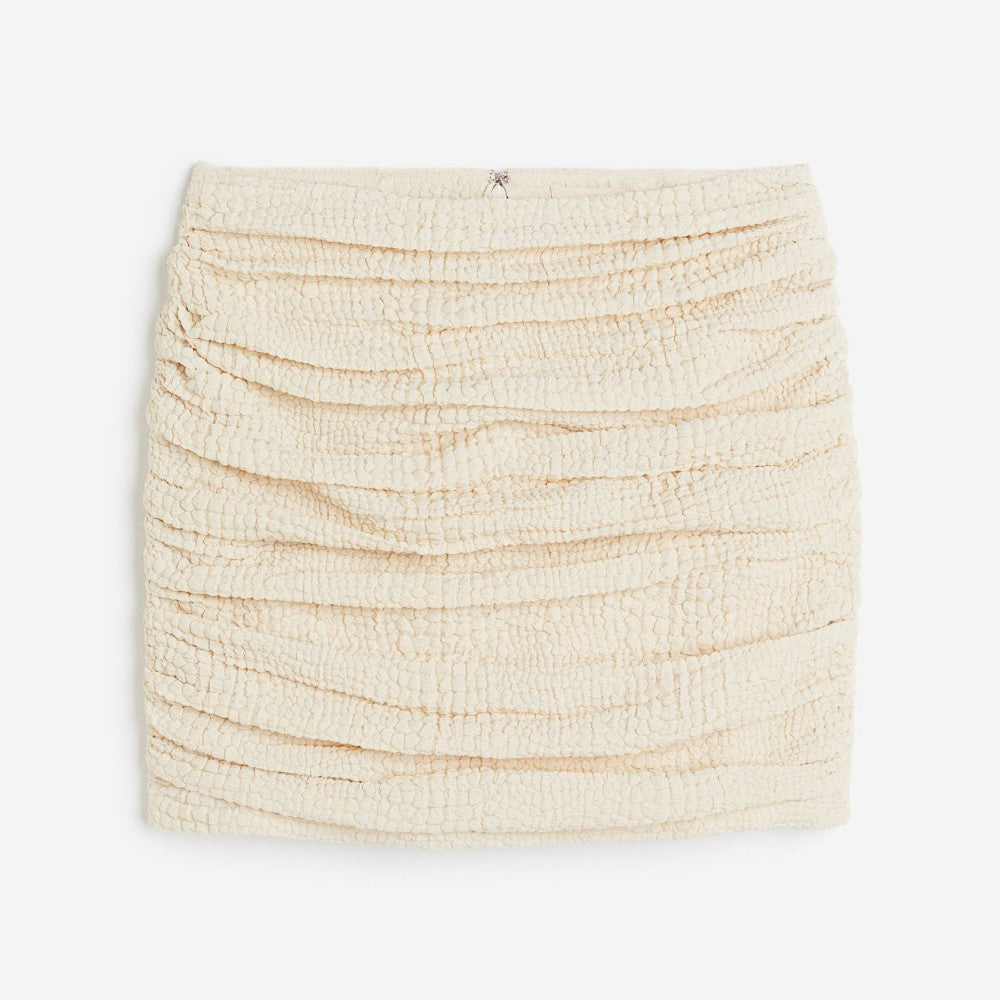 H&M Draped Mini Skirt, light beige