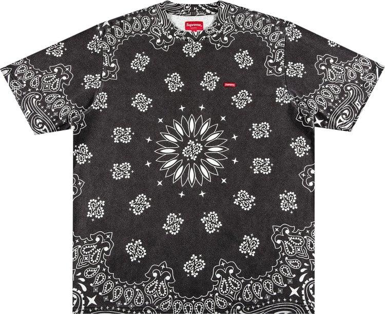 تي شيرت Supreme Small Box Tee 'Black Bandana'، باللون الأسود