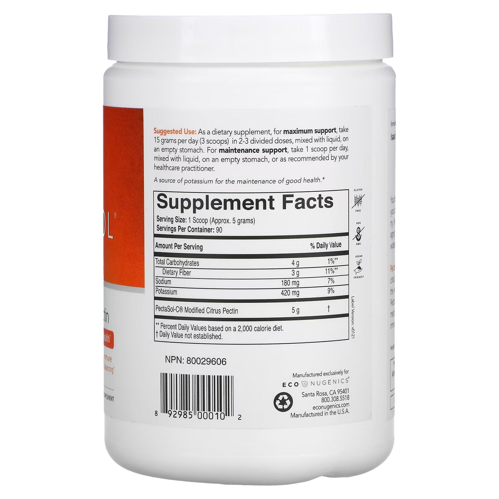 Econugenics, PectaSol-C, Modified Citrus Pectin, Powder, 454 g