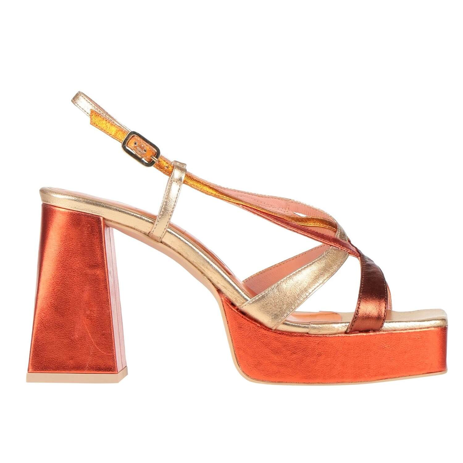 Ras sandals, gold/orange