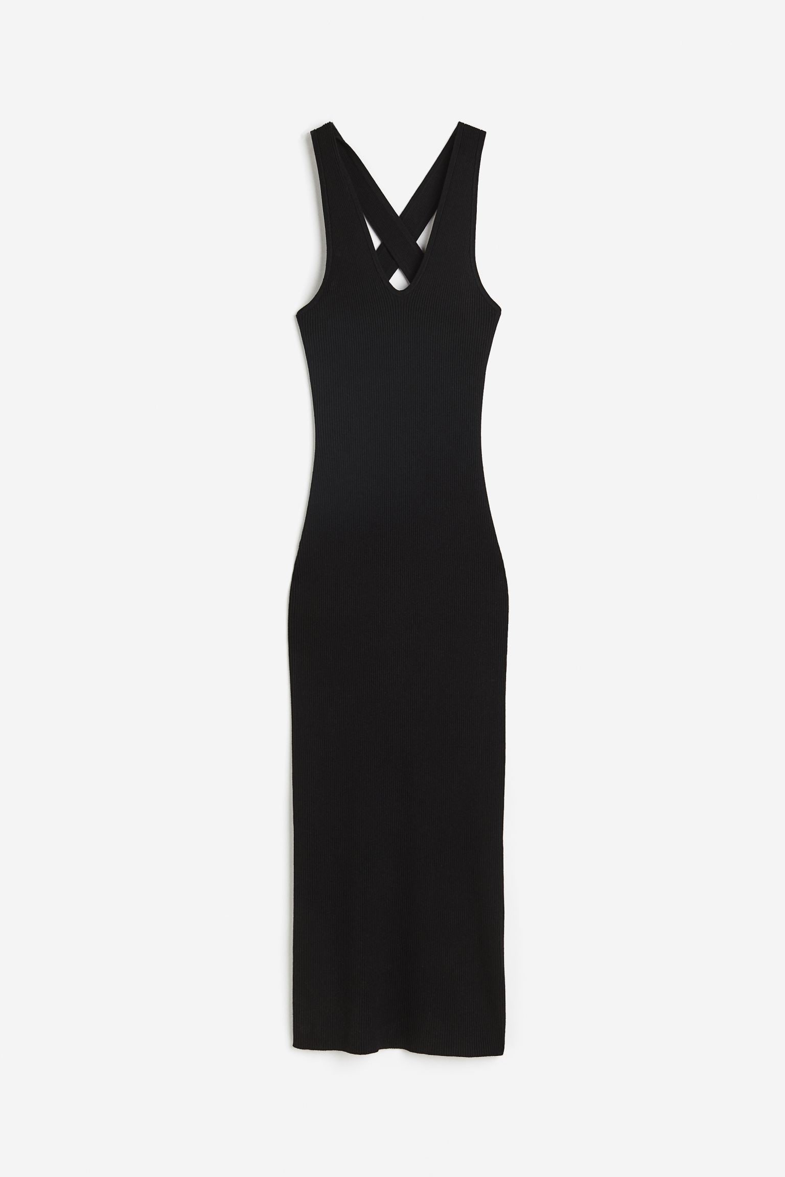 H&M Rib-knit V-neck dress, black