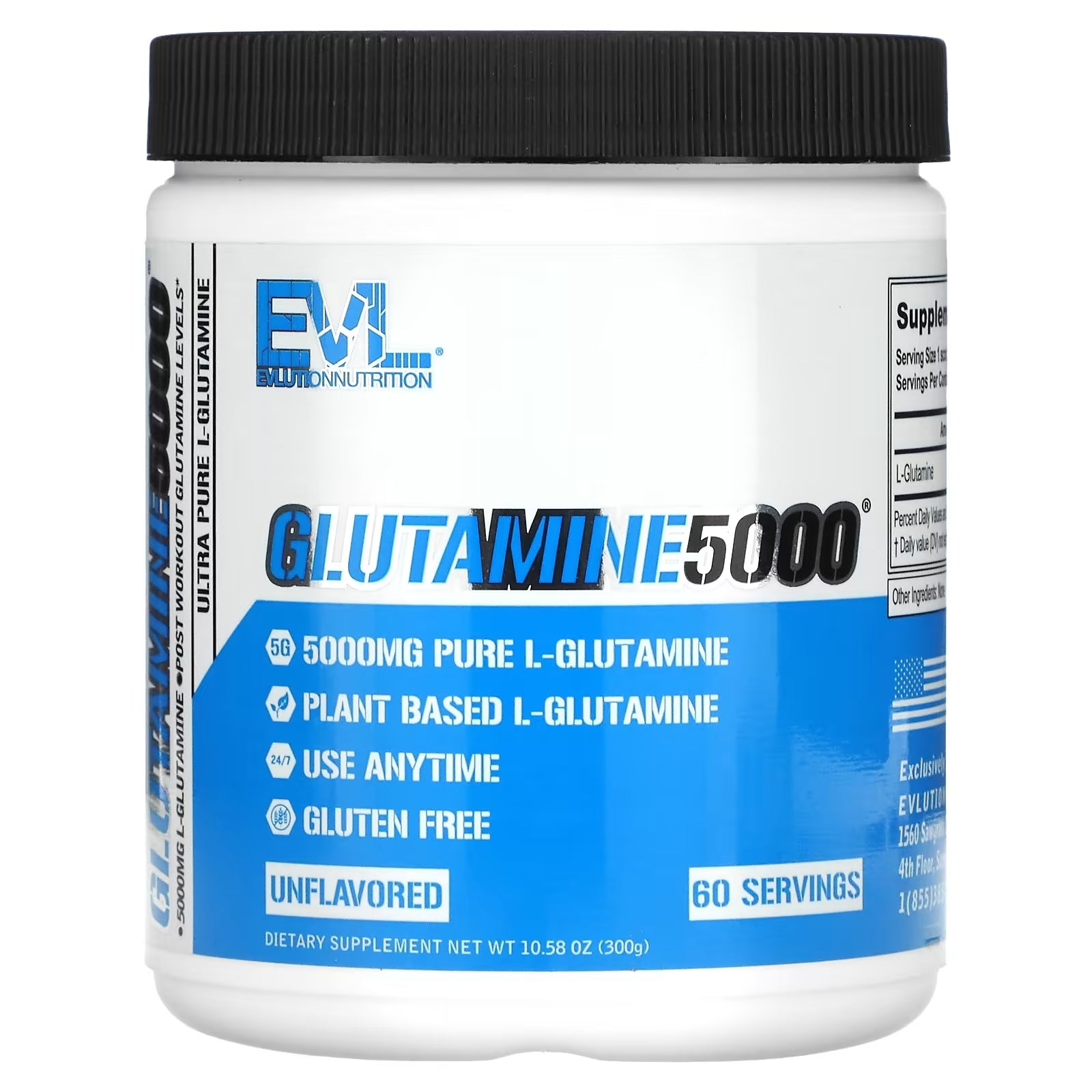 EVLution Nutrition Glutamine, No Additives, 300 g