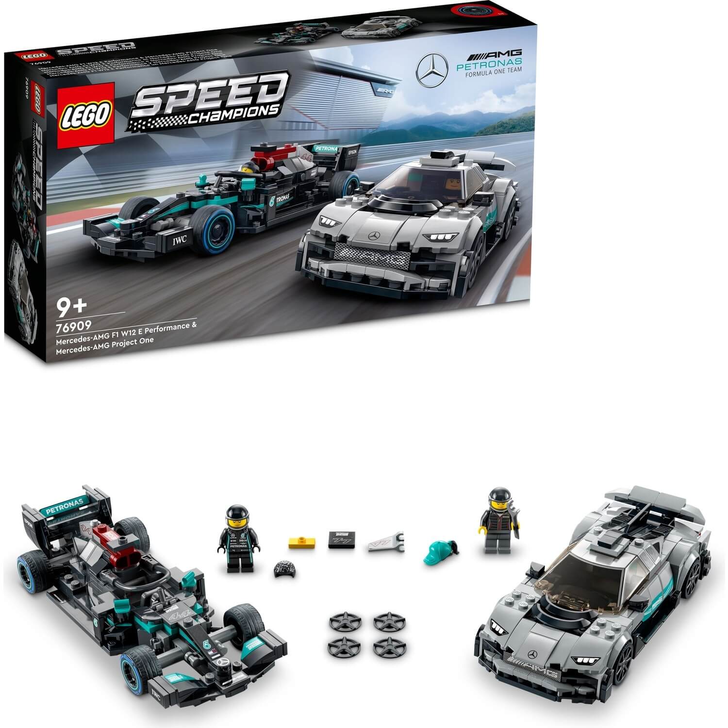 LEGO 2 in 1 construction set Mercedes-Benz AMG F1 W12 and AMG Project One racing cars, 564 pieces