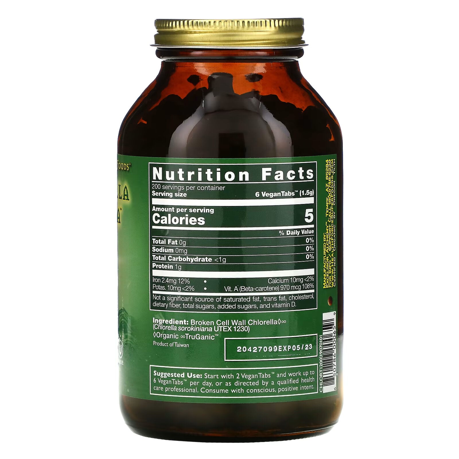 HealthForce Superfoods, Chlorella Manna, Chlorella Supplement, 1,200 Vegan Tablets