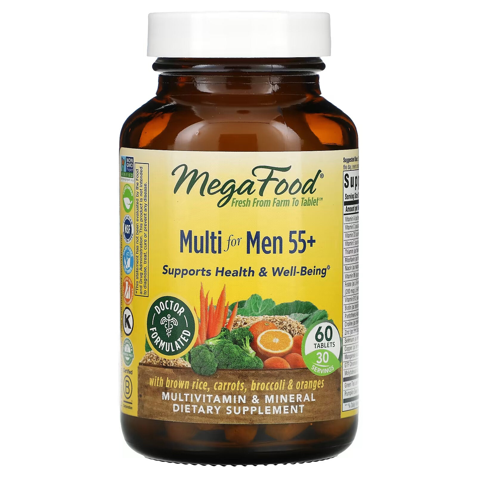 MegaFood, Men's Over 55 Multivitamin, 60 Tablets