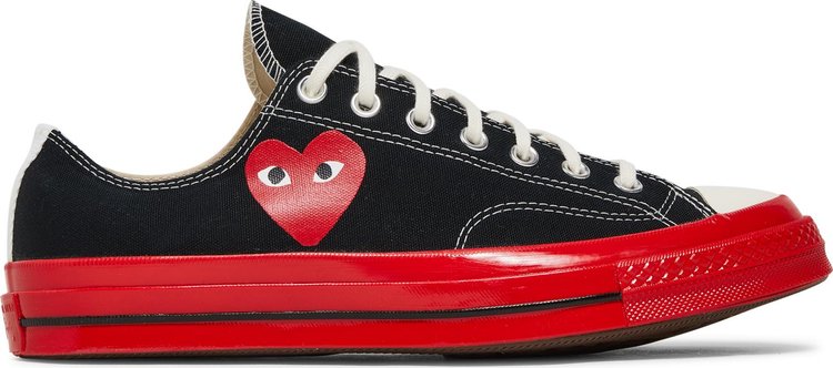 حذاء رياضي Converse Comme des Garçons Play x Chuck 70 Low أسود وأحمر، أسود