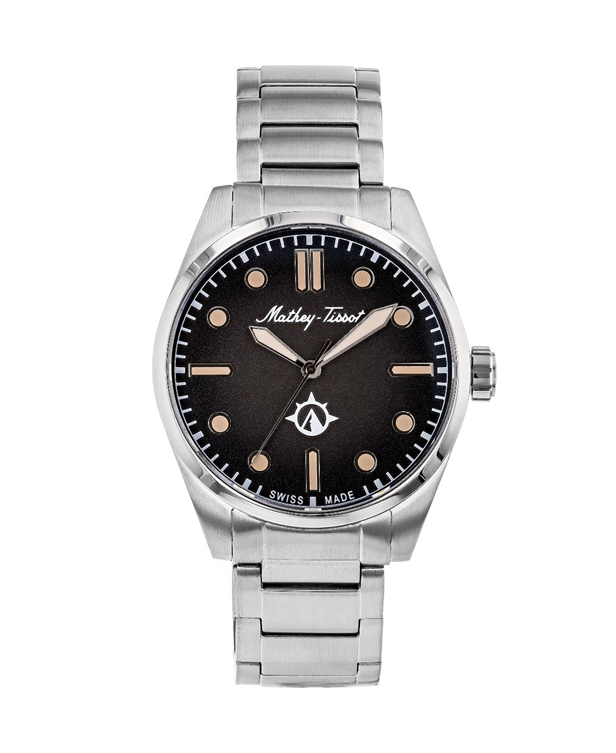 ساعة Ranger Collection للرجال بثلاث عقارب مع سوار من الفولاذ المقاوم للصدأ مقاس 42 مم من Mathey-Tissot