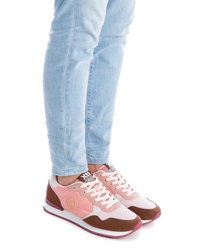 XTI Women's Lace-Up Sneakers, Light Pink