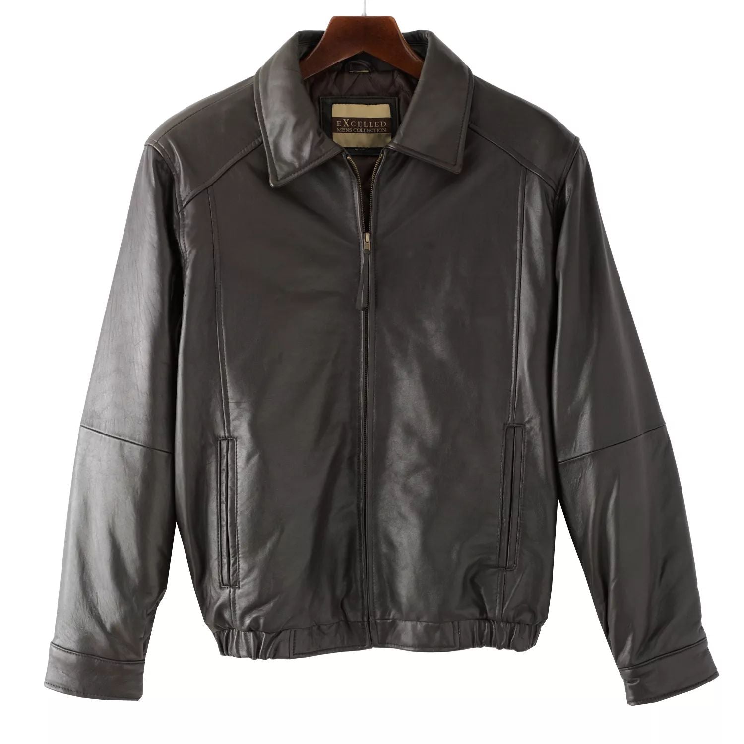 Leather bomber jacket Big & Tall Excelled, brown