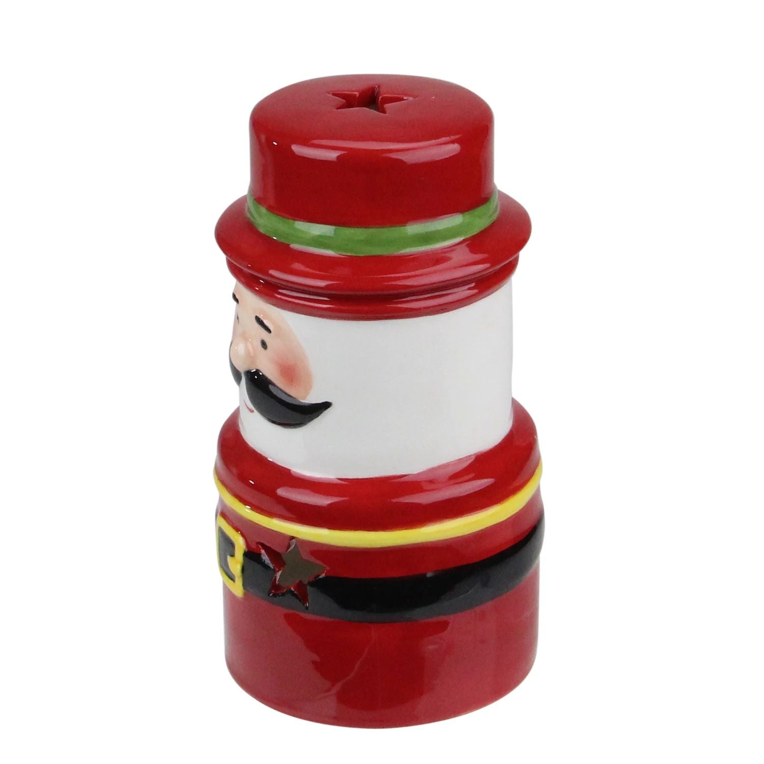 5.5 Inch Red Ceramic Santa Gnome Christmas Candle Holder