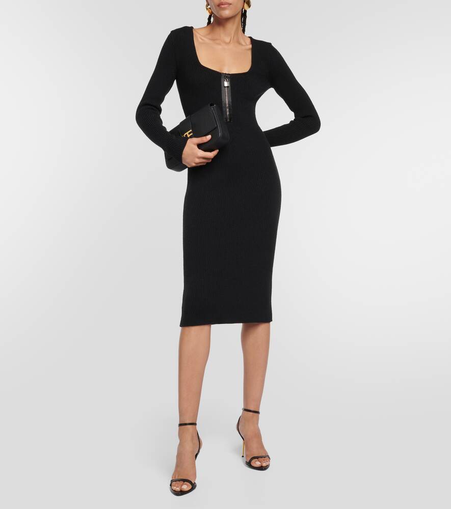 TOM FORD ribbed wool midi dress, black