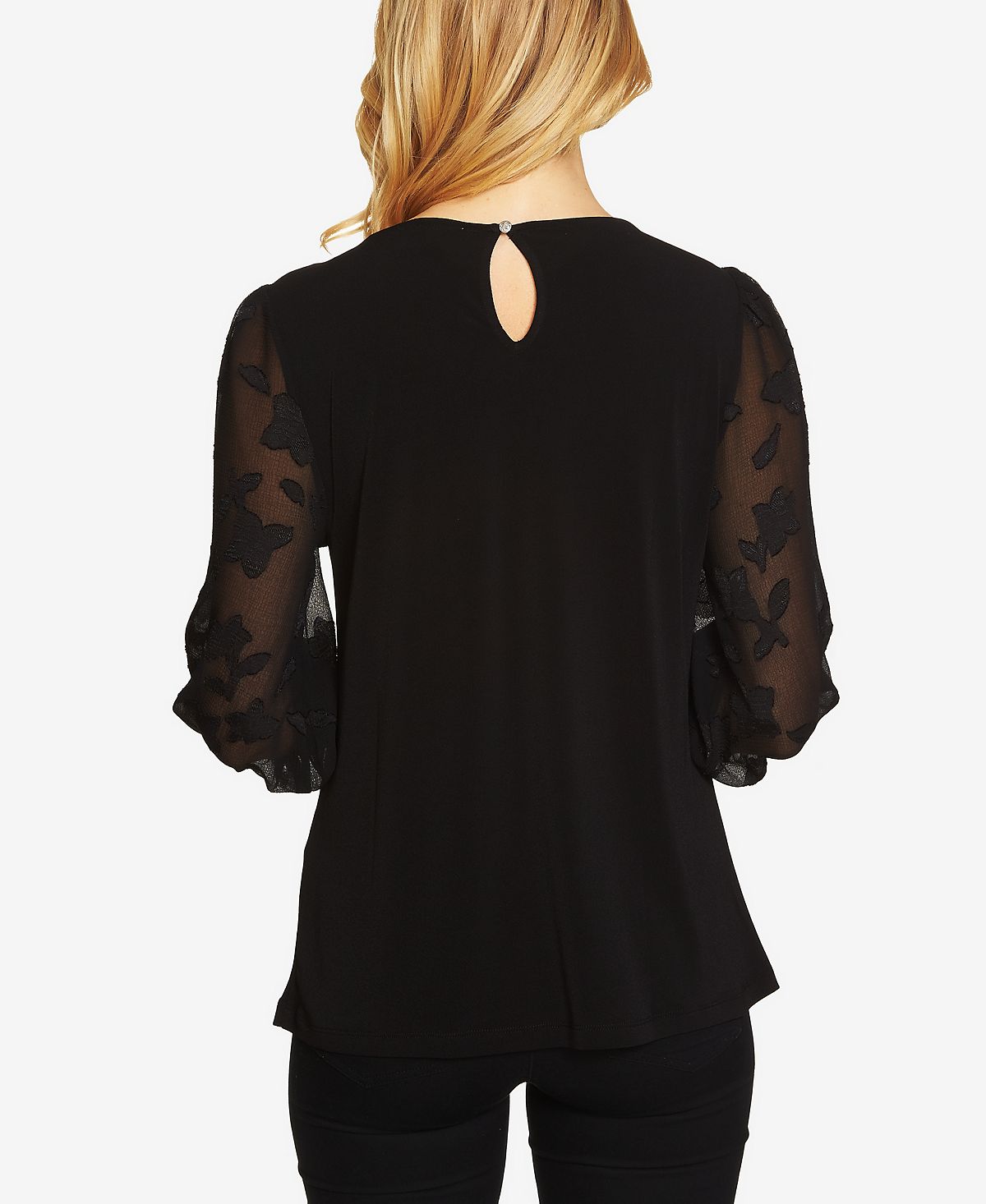 Women's knitted blouse with lace sleeves CeCe, black