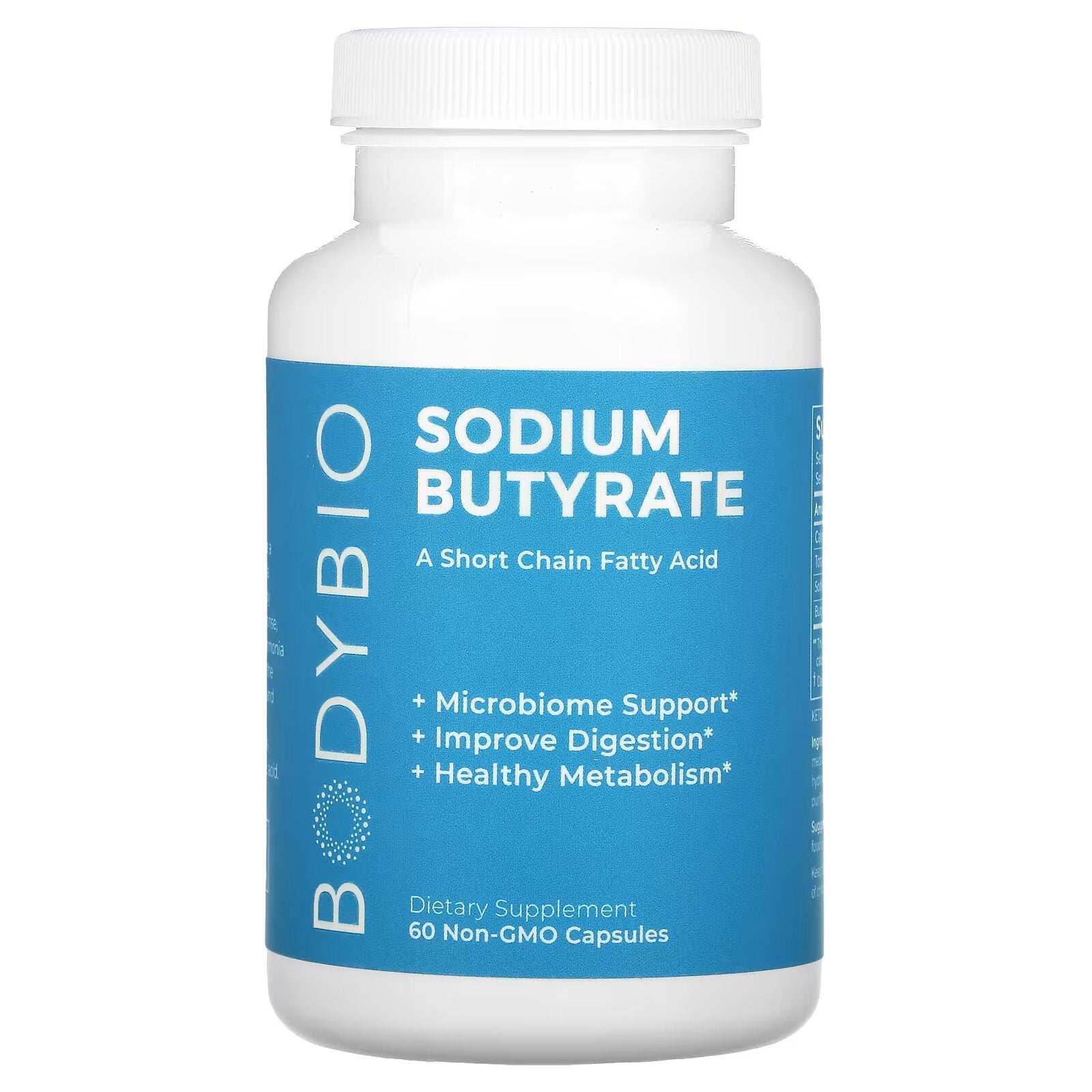 BodyBio, Sodium Butyrate, 60 Capsules, Non-GMO