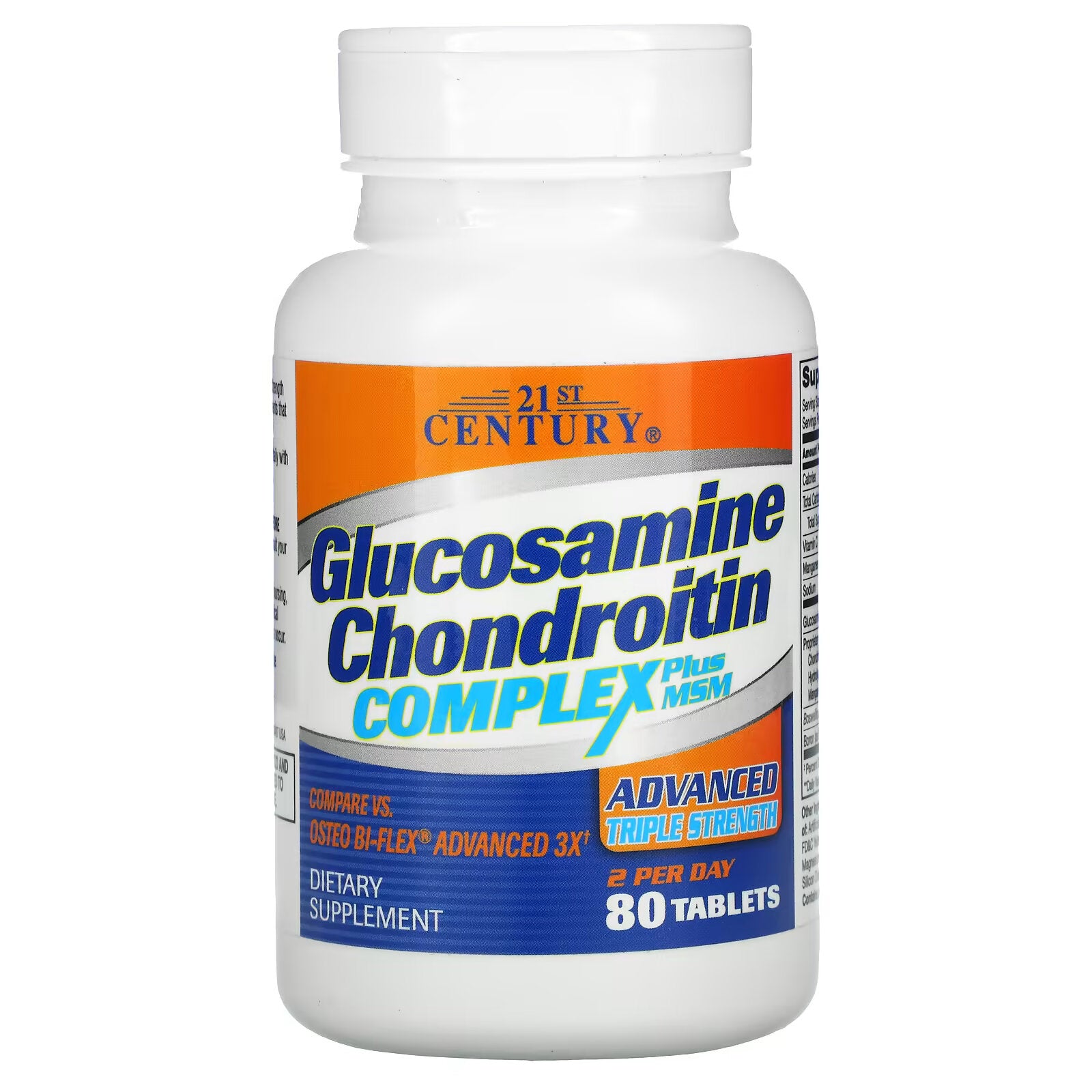 21st Century, Glucosamine Chondroitin Complex with MSM, Advanced Triple Strength, 80 Tablets