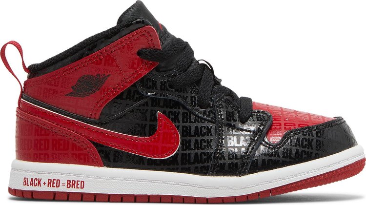 حذاء Air Jordan 1 Mid SS TD "أسود + أحمر = Bred"، باللون الأسود