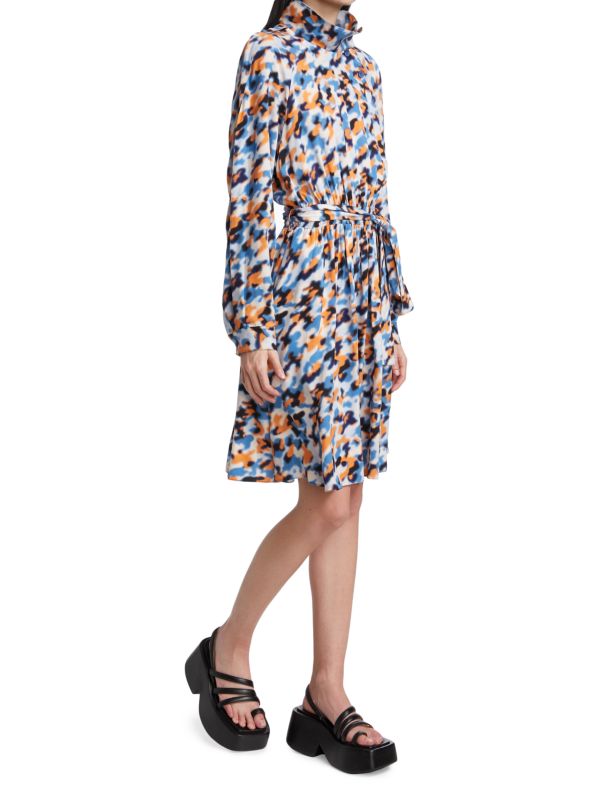 Asymmetrical shirt dress with print KENZO Royal blue multi