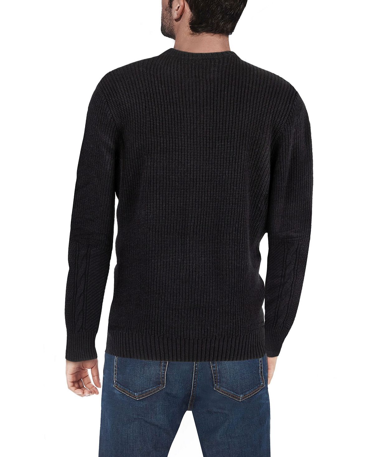 X-Ray Men's Mixed Texture Crewneck Sweater, Black